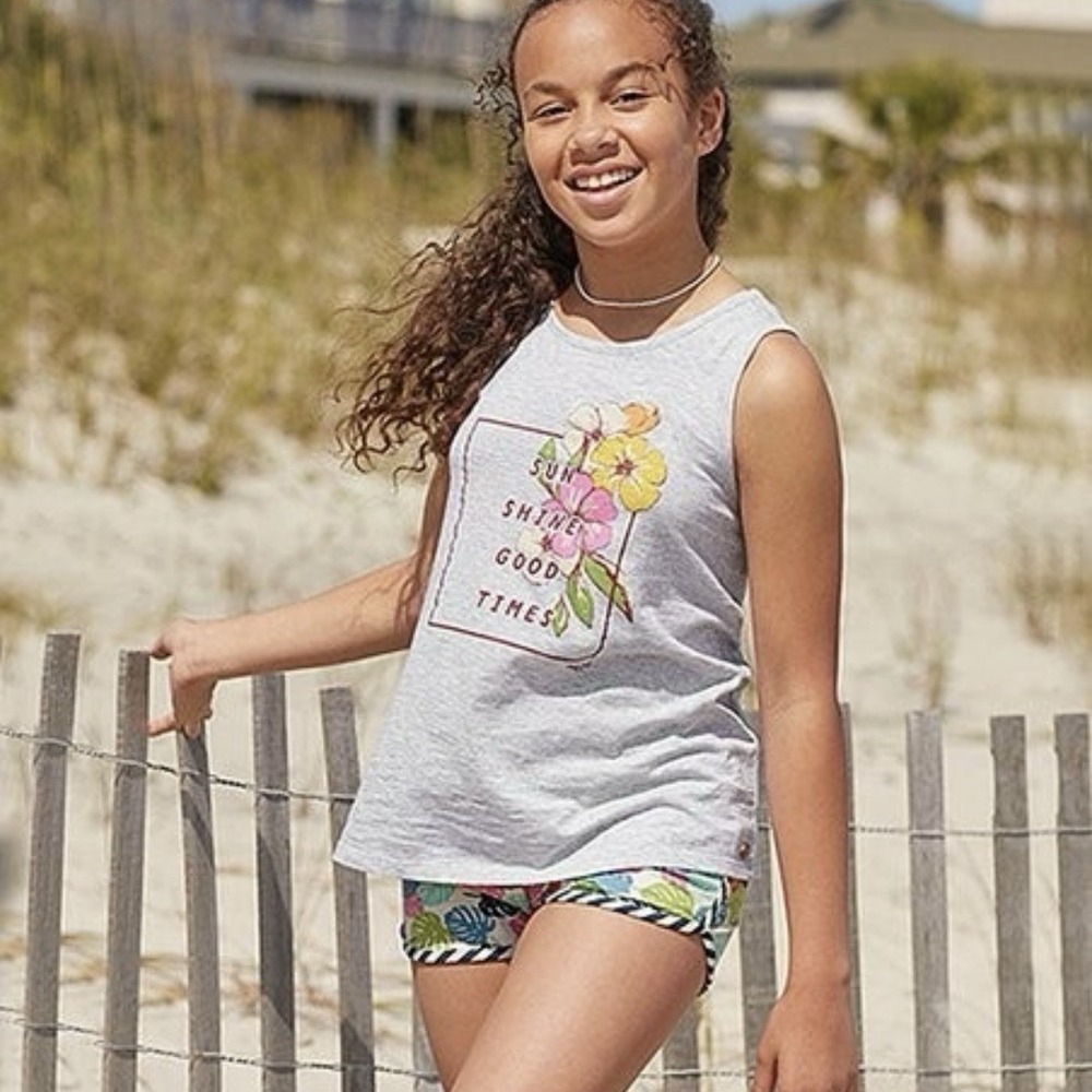 Matilda Jane Sunshine Good Times Tank Gray 435 Girls Size 14